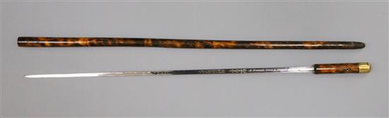 A Victorian hardwood sword stick, 36in.
